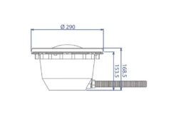 BWT Zwembadverlichting LED Wit 18 Watt | Zandkleurige Behuizing -Bestway Winkel technische tekening lampen bwt 19 vb 3